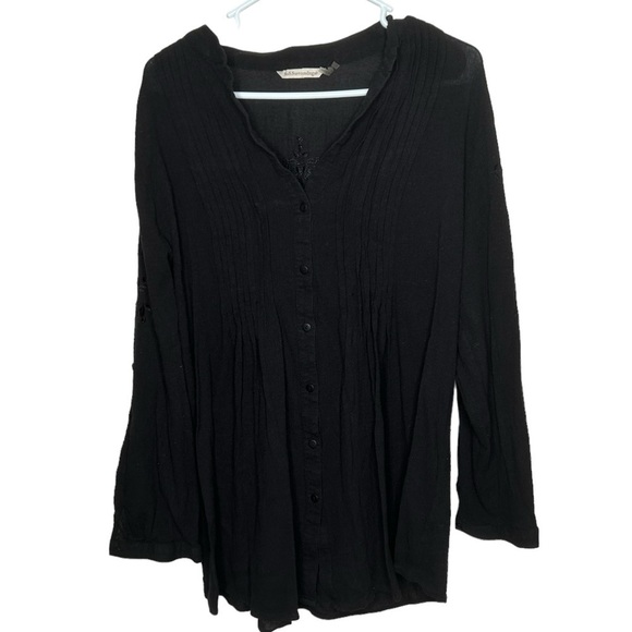 Soft Surroundings Women’s Laser cut Embroidered Boho Shirt Size 1X Black - Picture 1 of 6